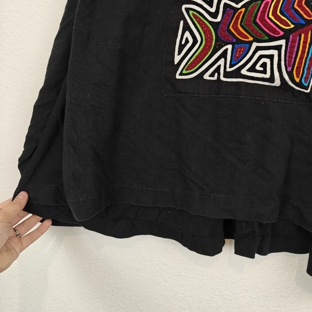 Vintage Mola Art Quilted Embroidered Long Sleeve Shirt Fish Print Size LG - Picture 7 of 11